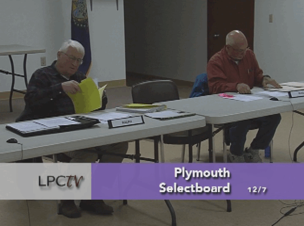 Plymouth Selectboard 12/7