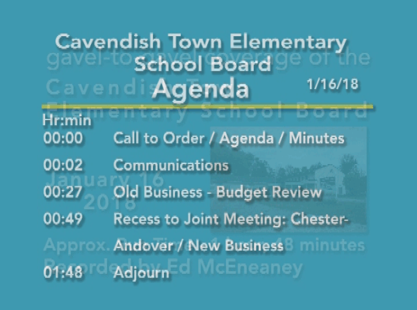 Cavendish Town Elem. School Bd. 1/16