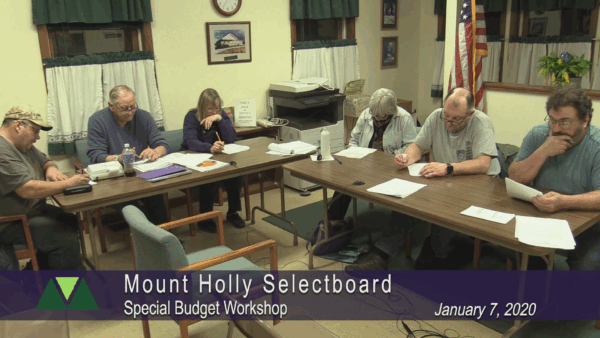 Mt. Holly Selectboard- Budget Workshop 1/7
