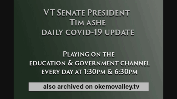 VT Sen. Pres. Tim Ashe COVID-19 Update 5/29