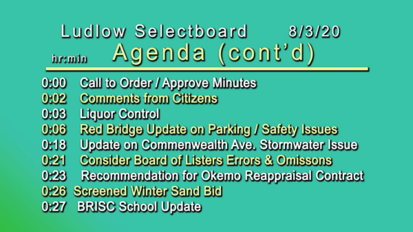 Ludlow Selectboard 8/3