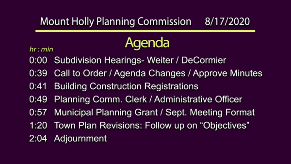 Mount Holly Planning Commission 8/17