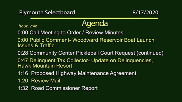 Plymouth Selectboard 8/17