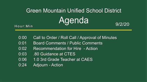 Green Mountain Unified School District Special Meeting