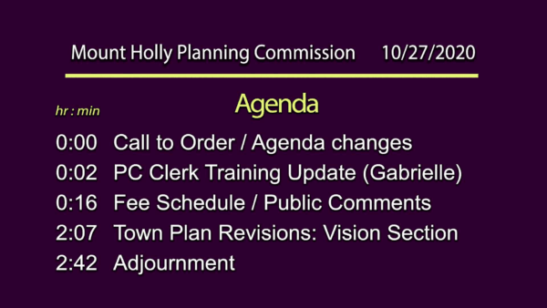 Mount Holly Planning Commission 10/27