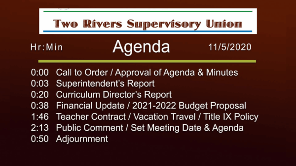 Two Rivers Supervisory Union 11/5