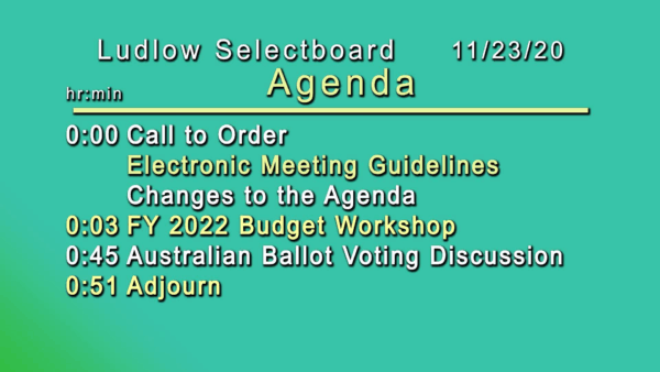 Ludlow Selectboard- Budget Mtg. 11/23