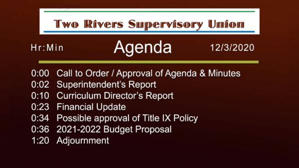Two Rivers Supervisory Union 12/3
