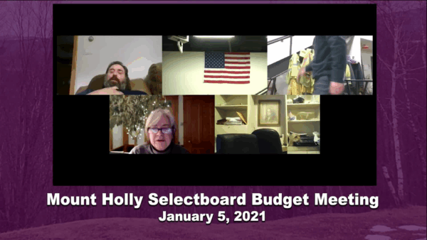 Mt. Holly Selectboard- Budget Meeting 1/5