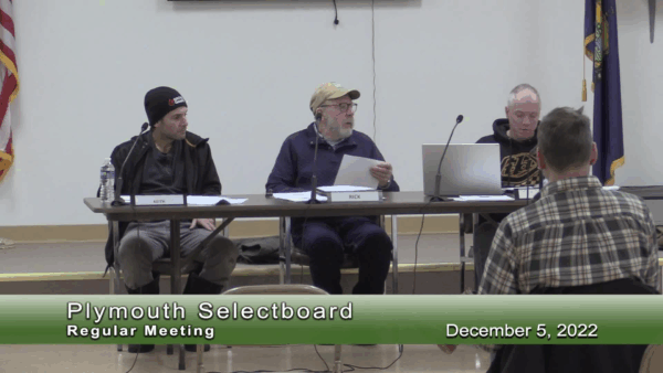 Plymouth Selectboard 12/5