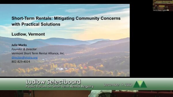 Ludlow Public Forum- Short Term Rental Registry 12/19
