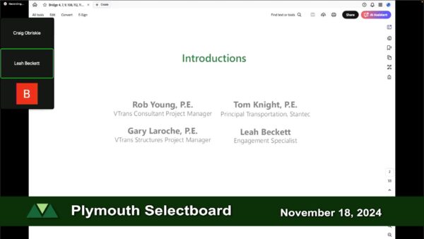 Plymouth Selectboard 11/18