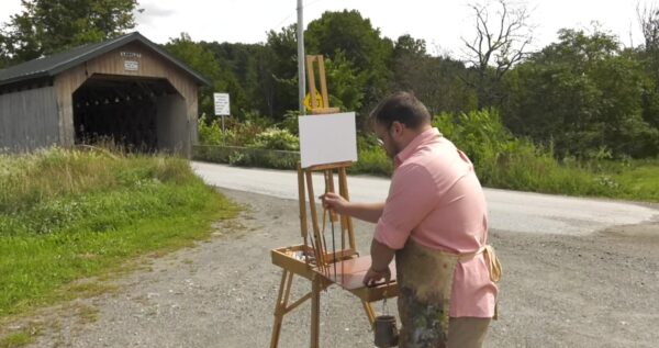 Painting Longley Covered Bridge